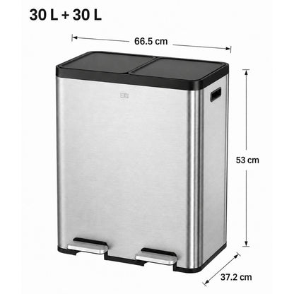 EKO - Essential - Cubo de Basura para Reciclaje con Pedal 30 L + 30 L