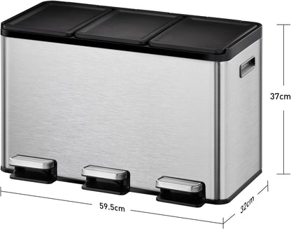 EKO - Essential - Cubo Pedal 10 L + 10 L + 10 L