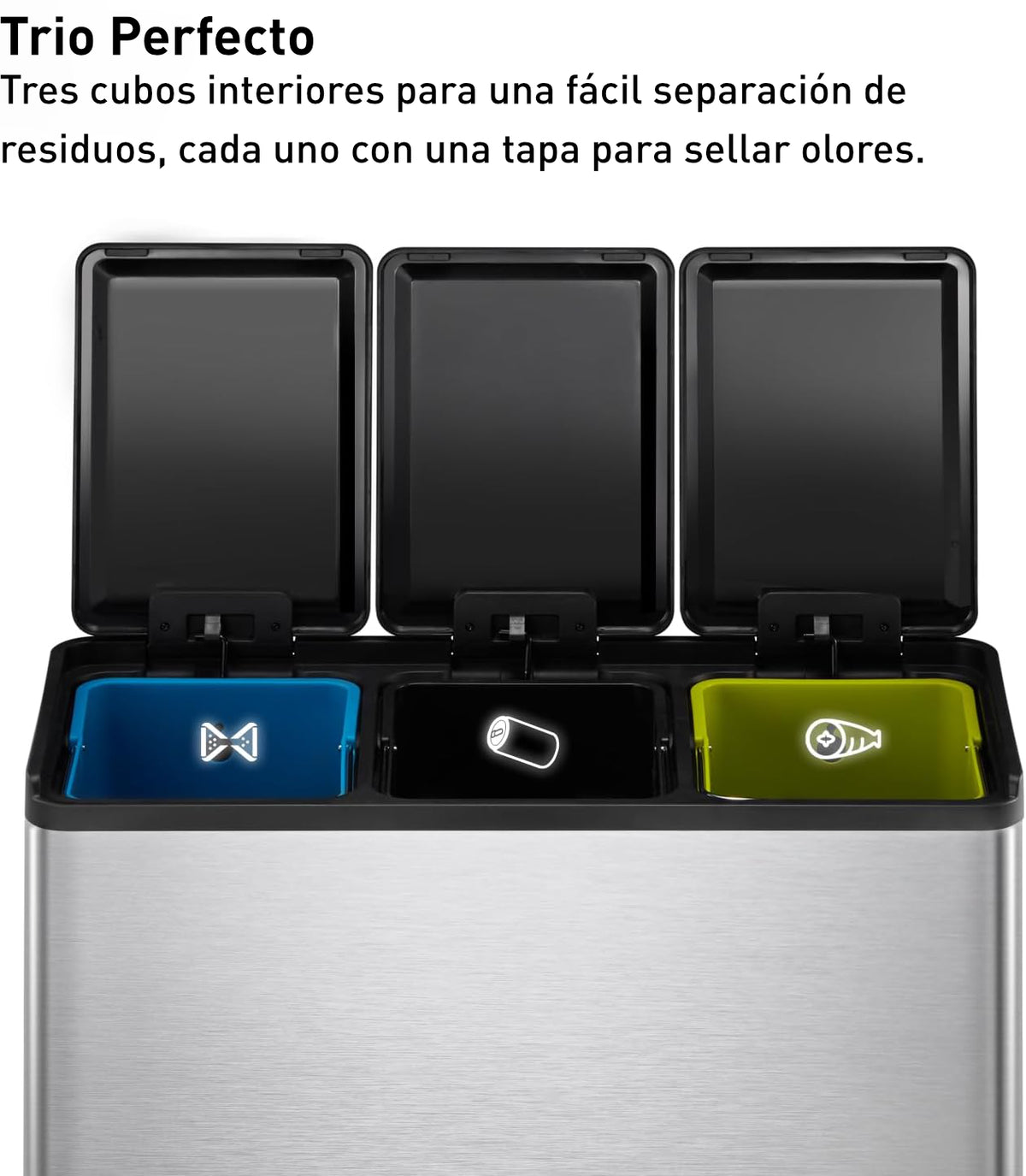 EKO - Essential - Cubo de Basura para Reciclaje con Pedal 10 L + 10 L + 10 L